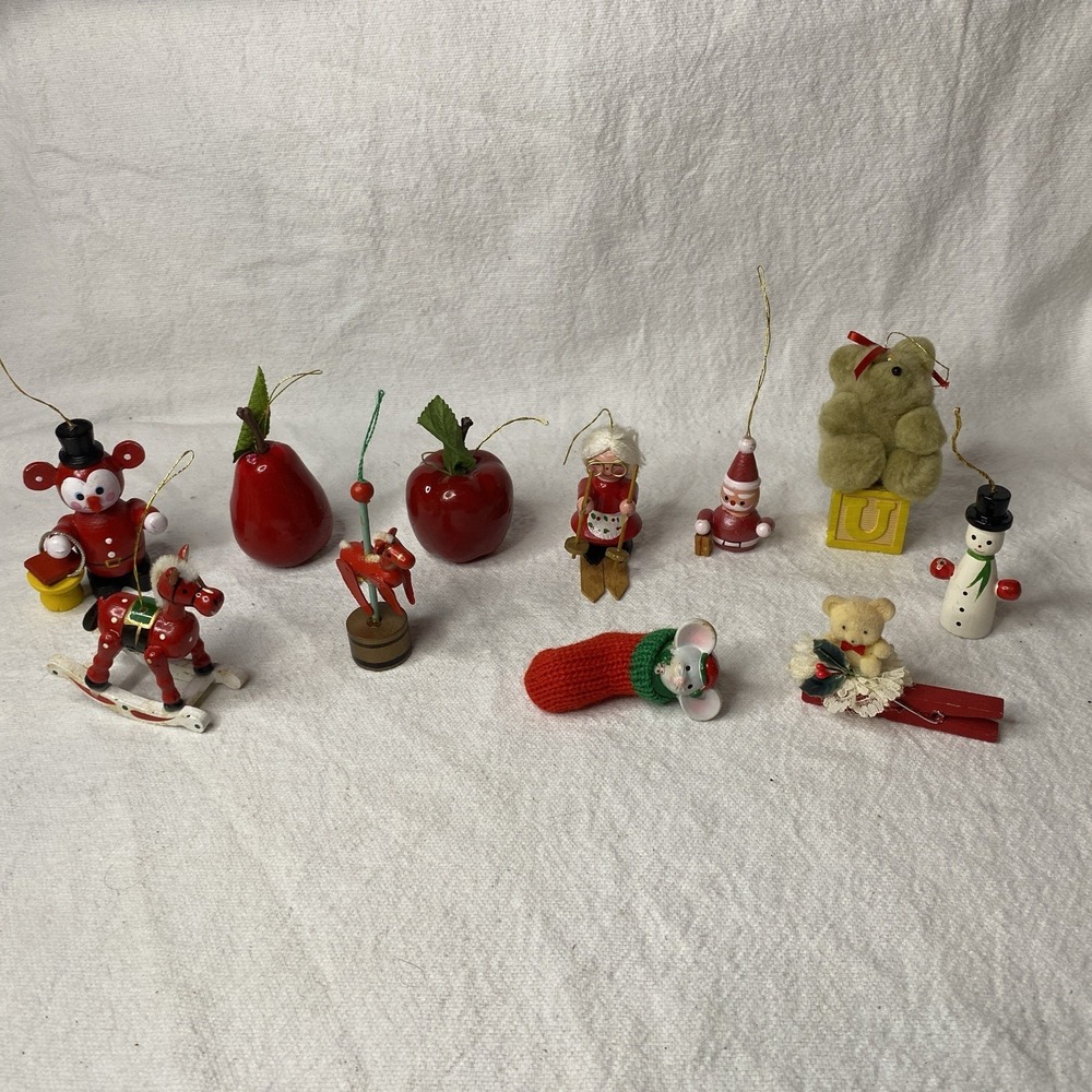 Lot Of 11 Vintage Christmas Ornaments Red Horse Animals Made In Taiwan